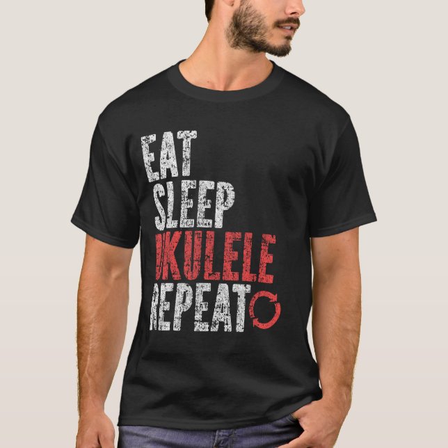 Upprepa Eat Sviloläge Ukulele T Shirt (Framsida)