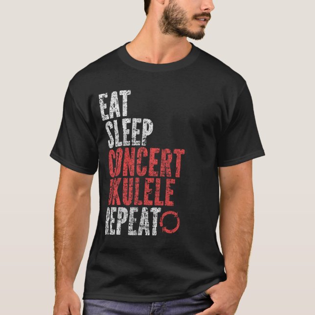 Upprepa Eat-vilokonsert ukulele T Shirt (Framsida)