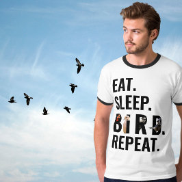 Upprepa fåglars vita och svarta t shirt