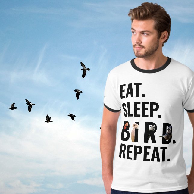 Upprepa fåglars vita och svarta t shirt (Skapare uppladdad)