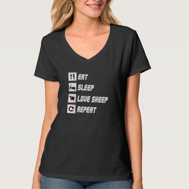 Upprepa fåren Eat sov kärlek | Lustigt citattecken T Shirt (Framsida)