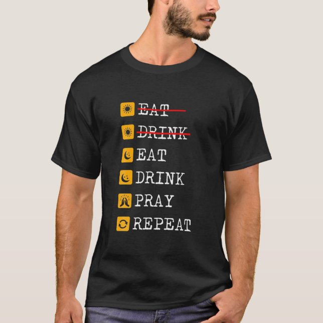 Upprepa Fasting Ramadan Karee för kvinnor som äter T Shirt (Framsida)