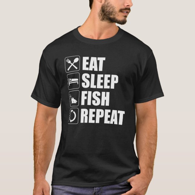 Upprepa fisken i strömsparläge t shirt (Framsida)