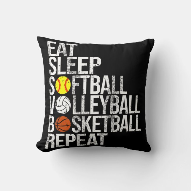 Upprepa Fu i Softball Volleyball Basketball Kudde (Framsida)