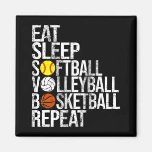 Upprepa Fu i Softball Volleyball Basketball Magnet