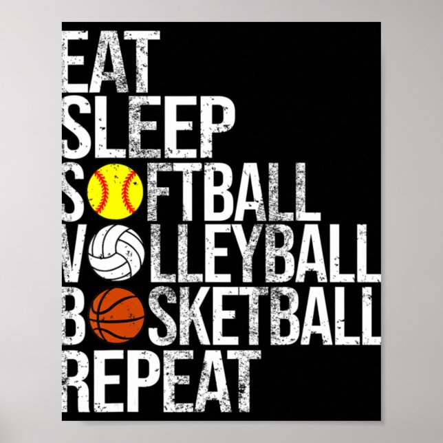 Upprepa Fu i Softball Volleyball Basketball Poster (Framsidan)
