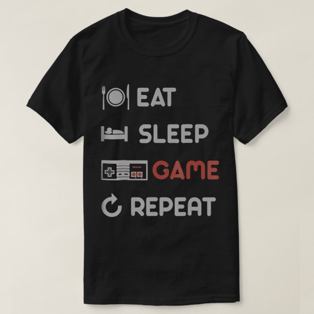 Upprepa grafik T-Shirt i viloläge för Nintendo Eat (Design framsida)