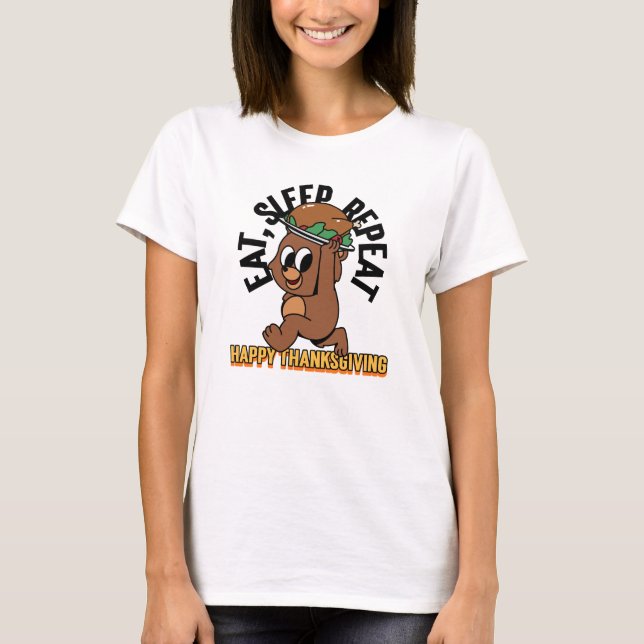 Upprepa Happy thanksgiving Kvinnors Tee (Framsida)