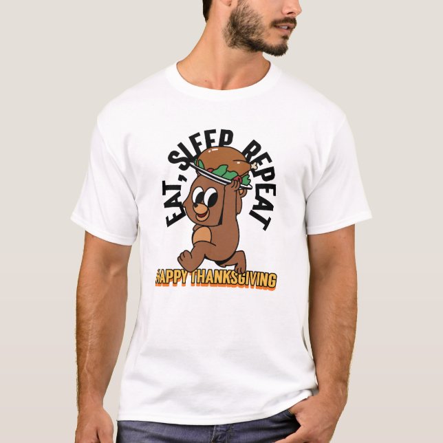 Upprepa Happy thanksgiving Manar, krets T Shirt (Framsida)