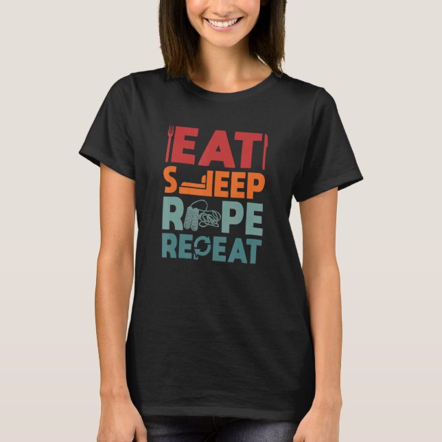Upprepa hopphoppuppens hoppuppgång Rope Jumping Ro T Shirt (Framsida)