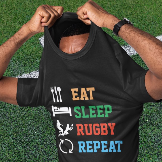 Upprepa idrottsversion för Mörk av viloläge T Shirt (Eat Sleep Rugby Repeat Sport Dark Version T-Shirt from Ricaso)