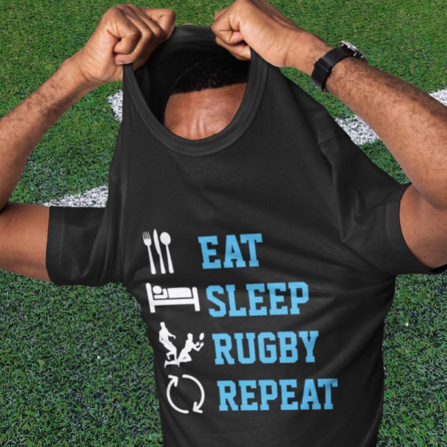 Upprepa idrottsversion för Mörk av viloläge Tröja (Eat Sleep Rugby Repeat Sport Dark Version T-Shirt from Ricaso)