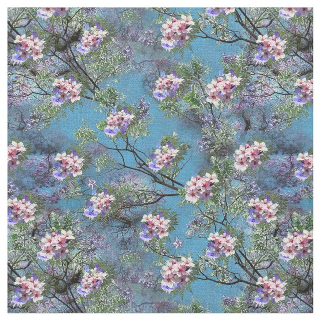 Upprepa Jacaranda Blooms i Lila, Rosa, Ro Tyg (Närbild)