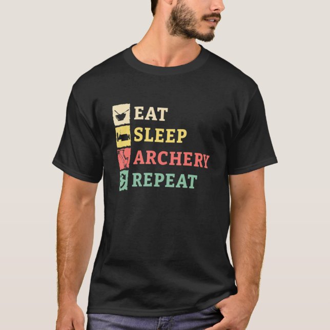 Upprepa jakt på pilbåge i viloläge t shirt (Framsida)