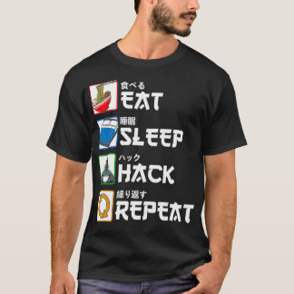 Upprepa japansk hacker i viloläge t shirt