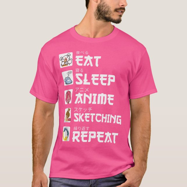 Upprepa Kawaii Otaku Anim T Shirt (Framsida)