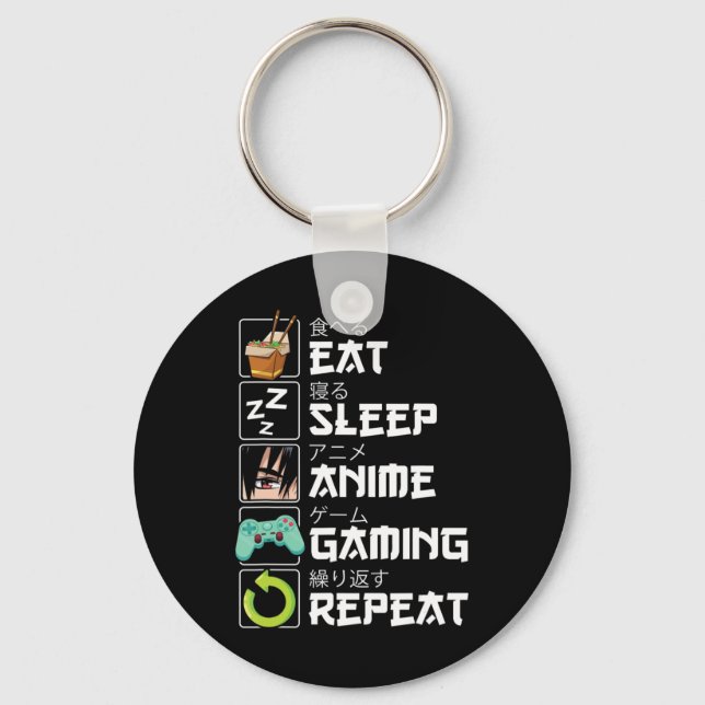 Upprepa Kawaii Otaku Anime M Nyckelring (Framsida)