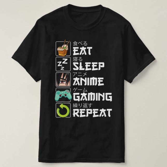 Upprepa Kawaii Otaku Anime M T Shirt (Design framsida)