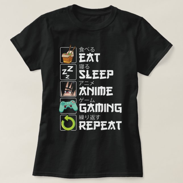 Upprepa Kawaii Otaku Anime M T Shirt (Design framsida)