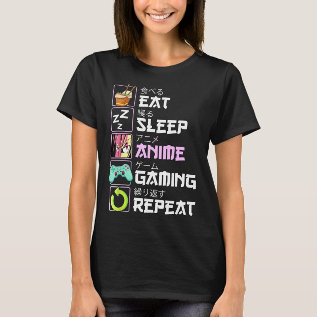 Upprepa Kawaii Otaku Anime T Shirt (Framsida)