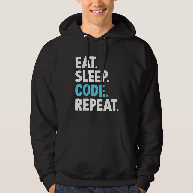 Upprepa kodningsprogram för eat-viloläge hoodie (Framsida)