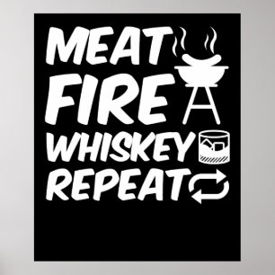 Upprepa kött Fire Whiskey Funny Sayed Kött BBQ Poster
