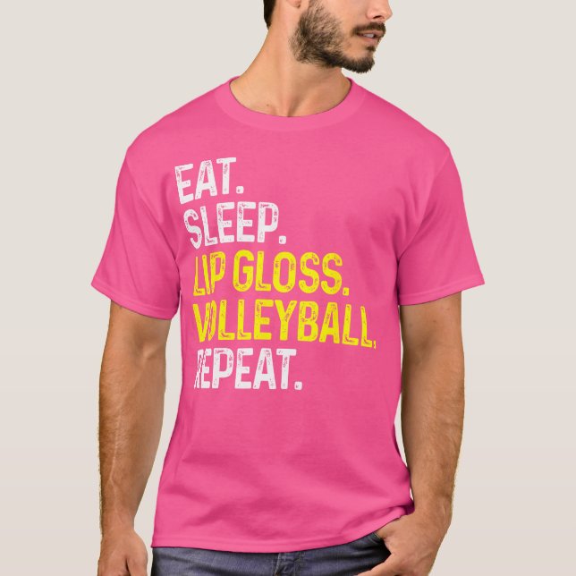 Upprepa lusen med hög sömnlöp Volleyball Reat Funy T Shirt (Framsida)