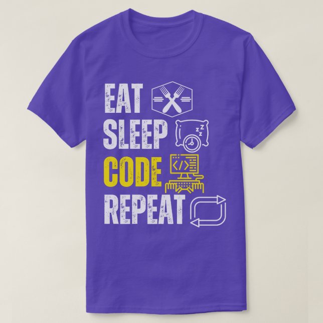 Upprepa lustig kodning älskare t shirt (Design framsida)