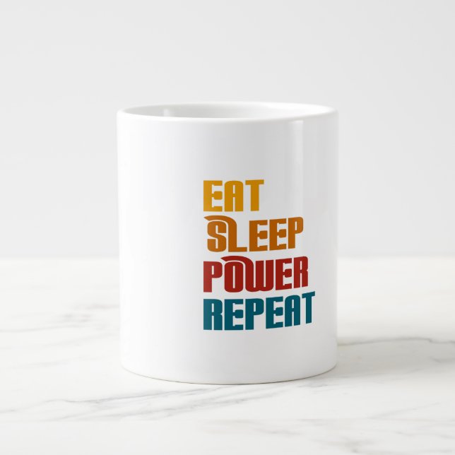 Upprepa lustig sömnkraft jumbo mugg (Framsidan)