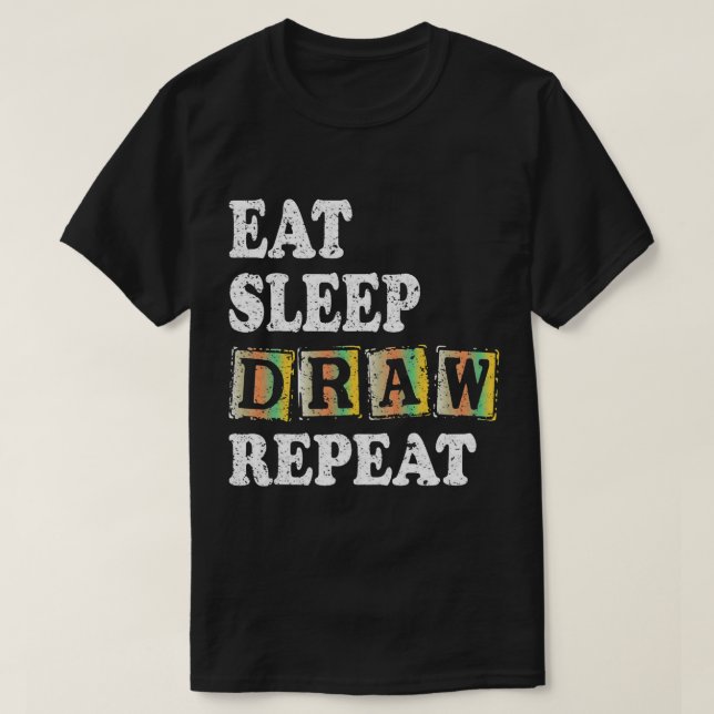 Upprepa lustigt Art Teckning T Shirt (Design framsida)