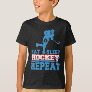 Upprepa lustigt i viloläge för hockeyspelare t shirt