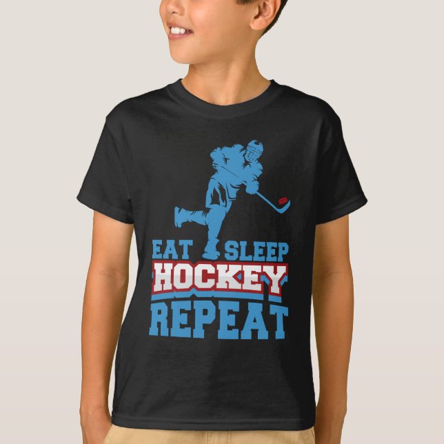 Upprepa lustigt i viloläge för hockeyspelare t shirt (Framsida)
