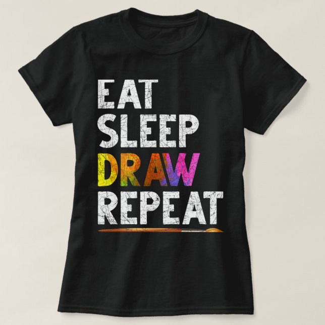 Upprepa lustigt skissande Teckning T Shirt (Design framsida)