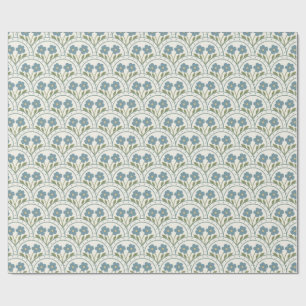 Upprepa Mönster i Blue Bloom Scallop Presentpapper
