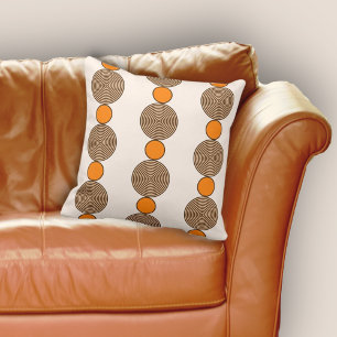 Upprepa Mönster i Modern Orange Circle Linjer Kudde