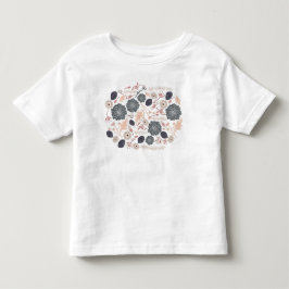 Upprepa Motif för Grått Blue Peach-Blommigten T Shirt