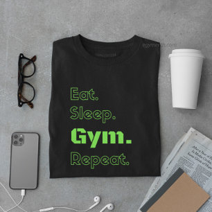 Upprepa motivation citat och grönt för sömngym t shirt