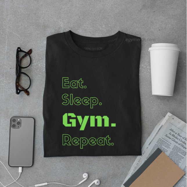 Upprepa motivation citat och grönt för sömngym t shirt (Skapare uppladdad)