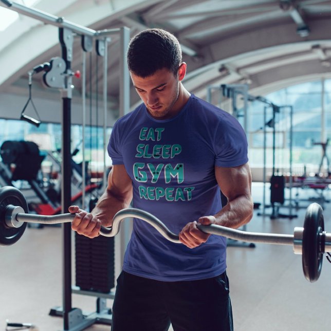 Upprepa motivationcitattecken blått text i viloläg t shirt (Skapare uppladdad)