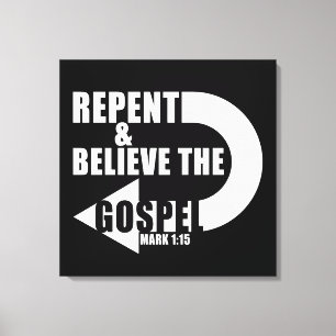 Upprepa och tro på Gospelet: Jesus Christian Faith Canvastryck