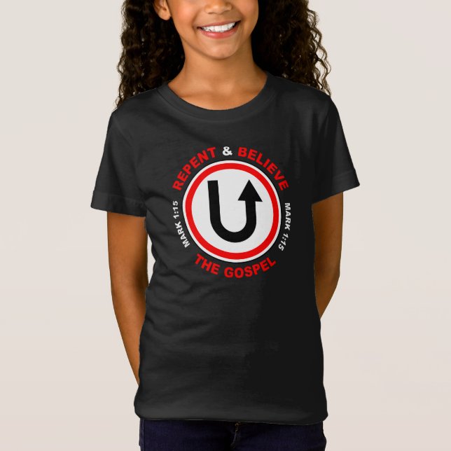 Upprepa och tro på Gospelet: Jesus Christian Faith T Shirt (Framsida)