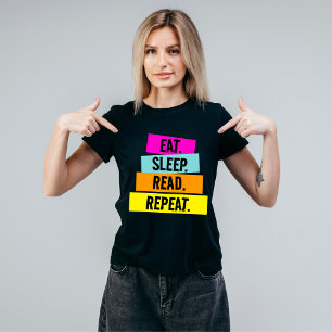Upprepa omskrivning för Bok Älskare Eat i viloläge T Shirt