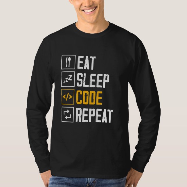 Upprepa Ord-programvarukodskoden för Eat-viloläge T Shirt (Framsida)