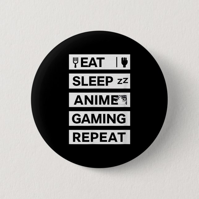 Upprepa Otaku Gamer Humor Knapp (Framsida)