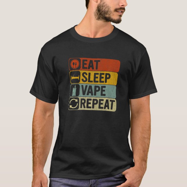 Upprepa retro 60-talets 70-sekunders Vape med vilo T Shirt (Framsida)