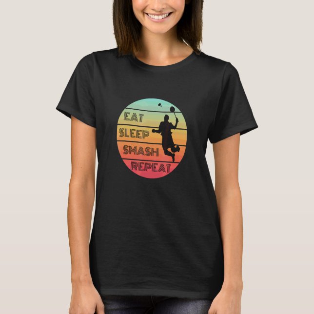 Upprepa Retro Badminton Badminton T Shirt (Framsida)