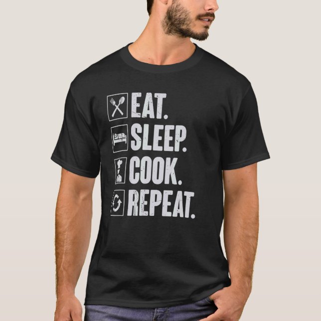Upprepa Retro Cook Cook Cooking Chef för Eat Ssov  T Shirt (Framsida)