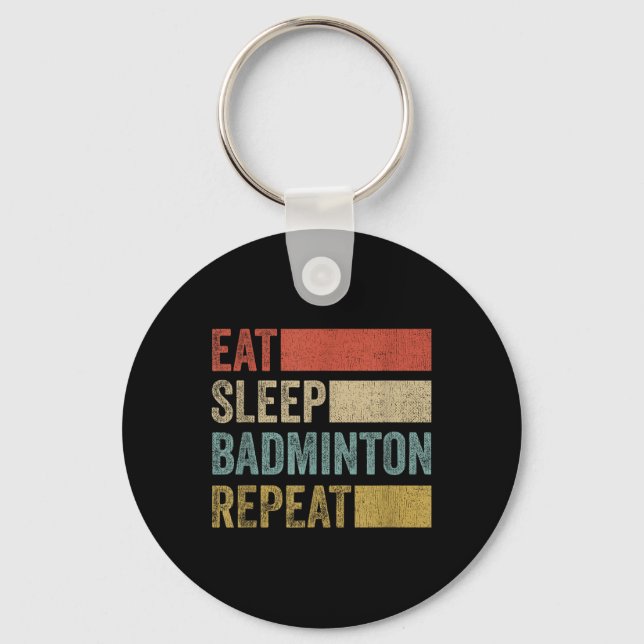 Upprepa Retro Funny Badminton Nyckelring (Framsida)