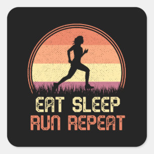 Upprepa Retro-Idrottsmannen Marathon för Eat-vilo Fyrkantigt Klistermärke