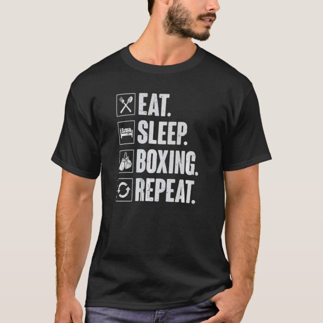 Upprepa Retro Man Boxing vid viloläge T Shirt (Framsida)